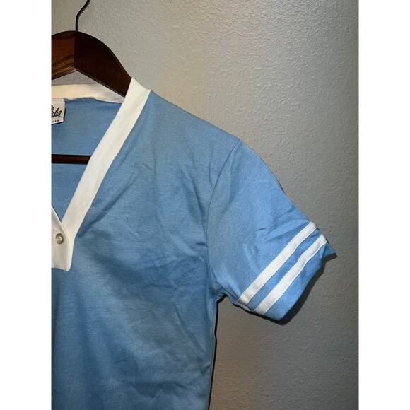 80s Women's Le Riche Blue White Shirt Top Blank VTG Women Medium - Picture 3 of 10
